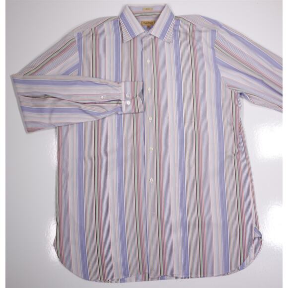 Paul Stuart Men's Rainbow Striped Button-Up Dress Shirt XL - Picture 2 of 7